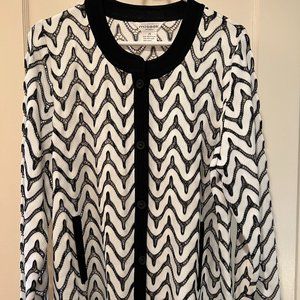 Misook Knit Cardigan - Black and White - 1X